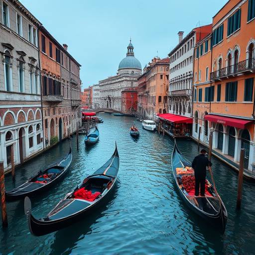 Canali di Venezia con gondole