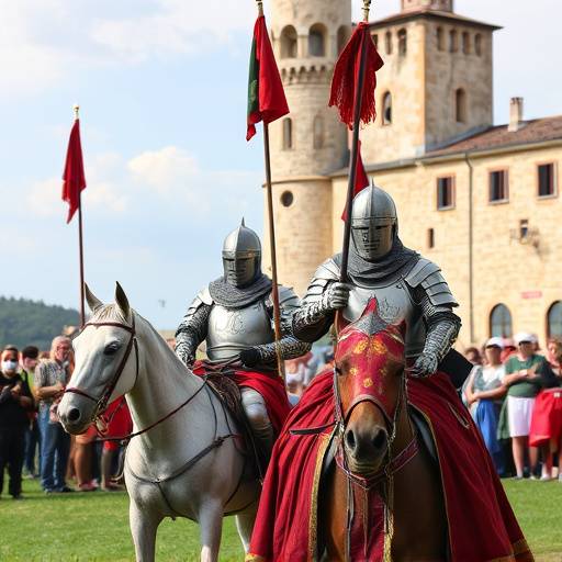 Cavalieri in costume durante il torneo della Quintana di Ascoli Piceno