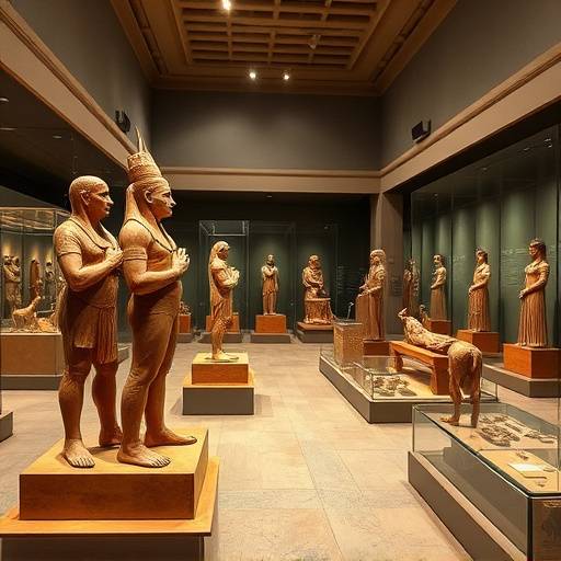 Statue e reperti antichi esposti al Museo Egizio di Torino